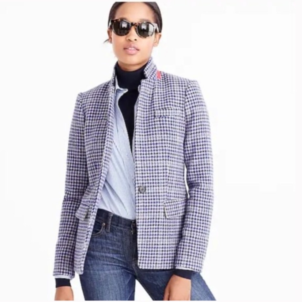 J. Crew Blue and White Checkered Blazer